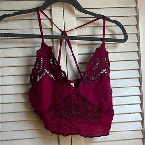 Free People Deep Red Lace Top